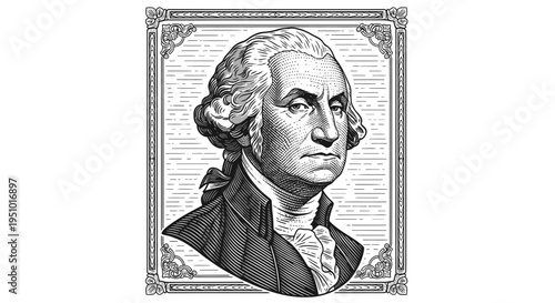 George Washington Portrait Engraving Illustration