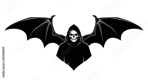 Grim Reaper with Bat Wings Silhouette