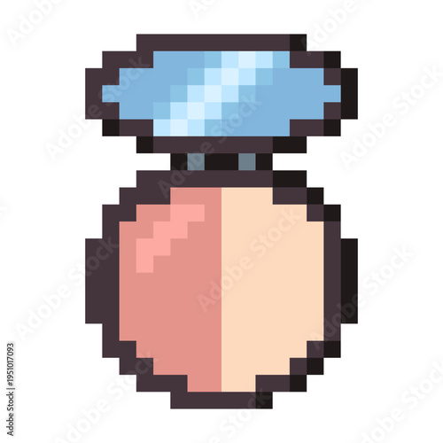 Compact Mirror Powder Retro Icon. Soft Pastel Color Palette Makeup Beauty Tool Pixel Art Sticker