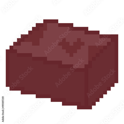 Cuadro en lienzo Chocolate brownie cake square slice pixel art sweet dessert icon
