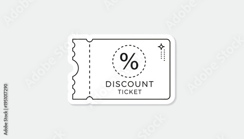 Discount Ticket Icon with Percentage Symbol, Sale Offer, Coupon, Voucher, Marketing Concept