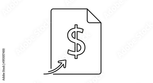 Dollar Sign on Document with Arrow - Financial Document Icon