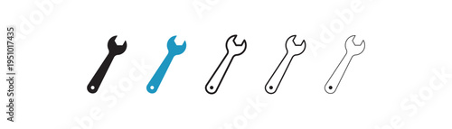 Wrench line icon vector set. Spanner Wrench icon two color filled, minimal outline, thin line tool symbol editable vector. use for web ui or app. Illustration