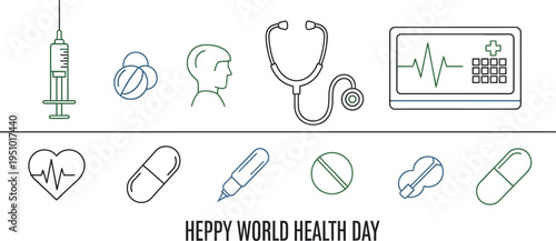 Dental tools and instruments vector icon set for dental care World Health Day
