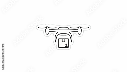 Drone Delivery Icon: Quadcopter Carrying Package, Modern Logistics Concept