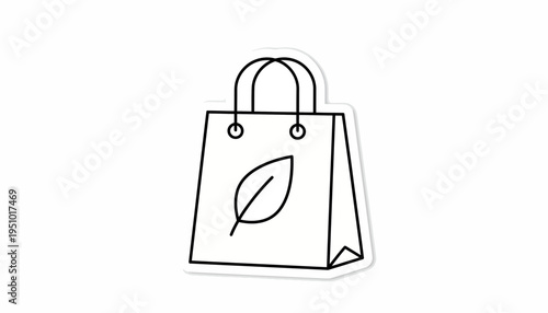 Eco-friendly shopping bag icon with leaf symbol, sustainable commerce concept