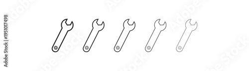 Wrench Outline Icon vector set. Repair, repair tool, screwdriver icon vector design symbol. Line Style mechanic, service, adjust, Settings Vector Illustration.