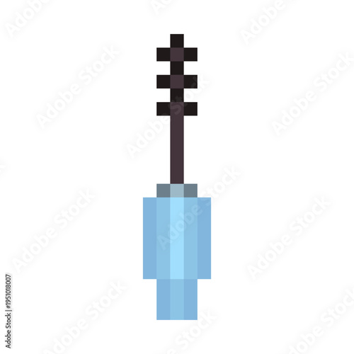 Makeup Beauty Mascara Wand Retro Icon. Soft Pastel Color Palette Blue Tool Pixel Art Sticker