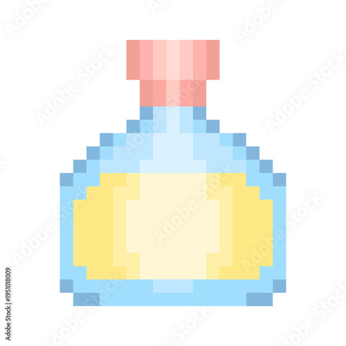 Makeup Beauty Perfume Glass Bottle Retro Icon. Soft Pastel Color Palette Tool Pixel Art Sticker