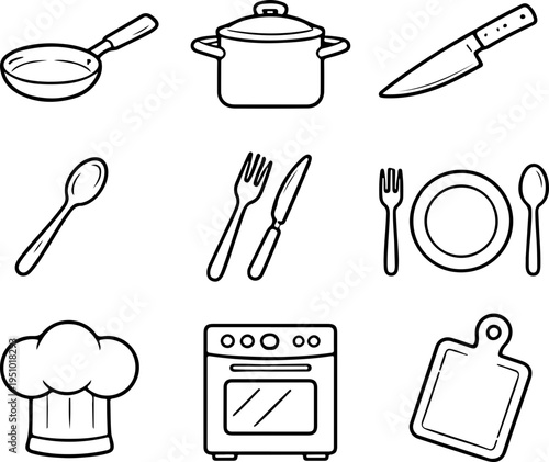 Kitchen utensils and cooking essentials for culinary professionals