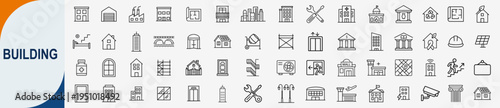 real estate and building icons set, minimal thin line vector design