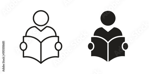 Book open reader icon pack flat vector in outline