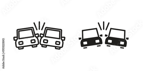 Car crash icon pack flat vector in outline