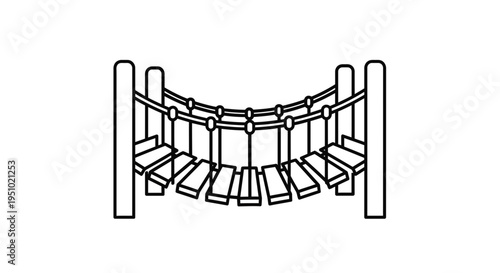 Playground Rope Bridge - Outdoor Kids Adventure Play Equipment Line Art Icon