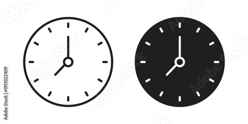 Clock seven icon pack flat vector in outline