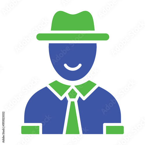 Smiling businessman wearing green hat and tie