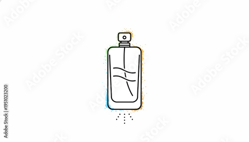 Perfume Bottle Icon Spraying Mist, Minimalist Line Art, Fragrance Concept