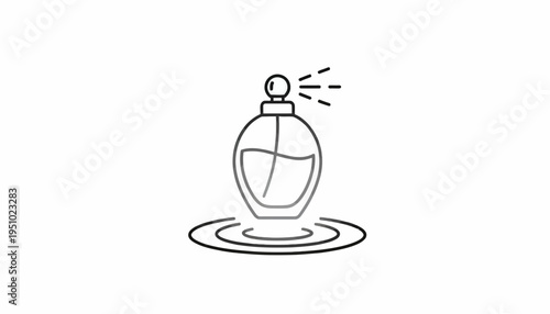 Perfume bottle spraying fragrance, elegant aroma, luxury beauty product, clean design