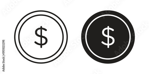 Coin icon pack flat vector in outline