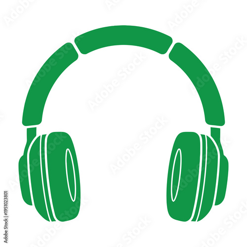 Green headphones icon isolated on white background