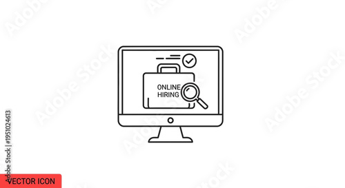 Online Hiring Computer Screen Icon: Job Search, Recruitment, and Career Opportunities