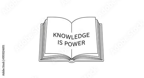 Open Book with "Knowledge is Power" Text - Symbol of Learning and Wisdom