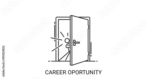 Open Door Career Opportunity Concept Line Art Icon