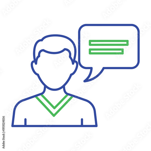Person talking with speech bubble icon