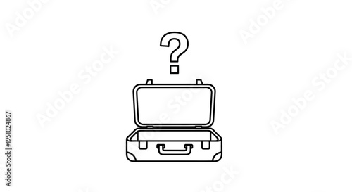 Open Empty Suitcase with Question Mark Symbol Above, Travel Uncertainty Concept