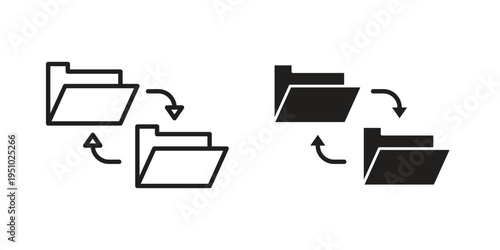 Data transfer icon pack flat vector in outline