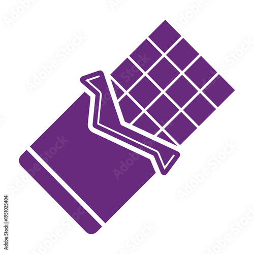 Purple chocolate bar wrapper opened