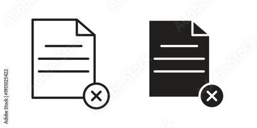 Delete Document icon pack flat vector in outline