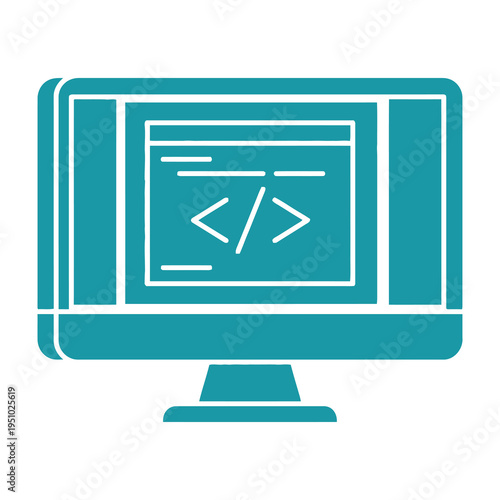 Computer monitor displays code symbol on screen