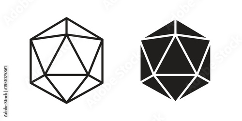 Dice d20 icon pack flat vector in outline