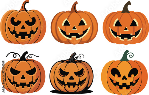 set of halloween pumpkins