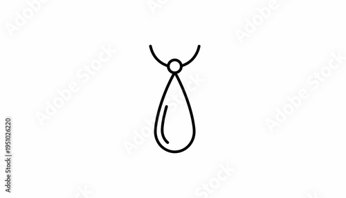 Minimalist Teardrop Pendant Necklace Icon, Simple Elegant Jewelry Line Art