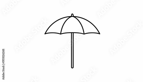 Minimalist Umbrella Icon, Simple Line Art, Open Parasol, Weather Protection Symbol