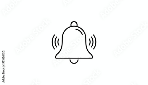 Notification Bell Icon Animation, Sound Alert, Ringing Bell Symbol, Simple Line Art