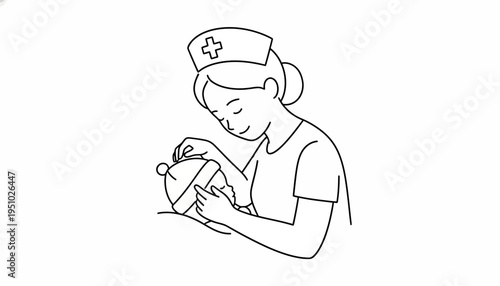 Nurse Caring for Newborn Baby in Hospital, Gentle Touch, Medical Care