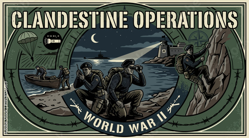 Clandestine Operations World War II Soldiers on Mission.