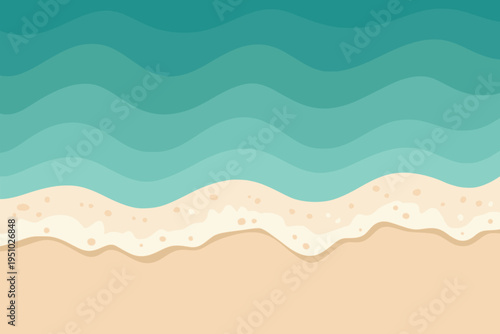 beautiful aerial top shot sea beach and water nature view landscape background flat color vector illustration template design