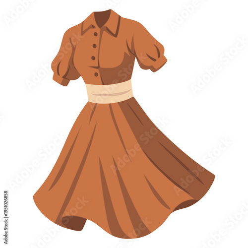 beautiful chocolate princess dress beauty fashion flat color vector illustration template design