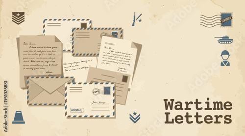 Collection of Vintage Wartime Letters and Envelopes.