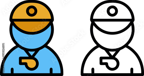 Referee Coach with Whistle Vector Character Icon