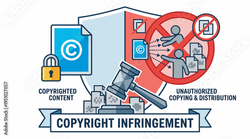 Copyright Infringement Concept Illustrating Legal Protection and Unauthorized Actions.
