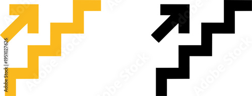 Upstairs Direction Sign with Arrow and Steps Vector