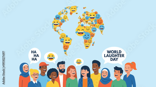 Diverse group of people laughing together.