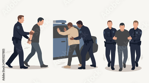 Police officers arresting a suspect during an investigation conduct in a public area