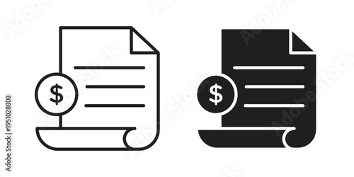 File invoice icon pack flat vector in outline
