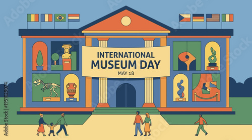 International Museum Day Celebration with Diverse Exhibits and Visitors.